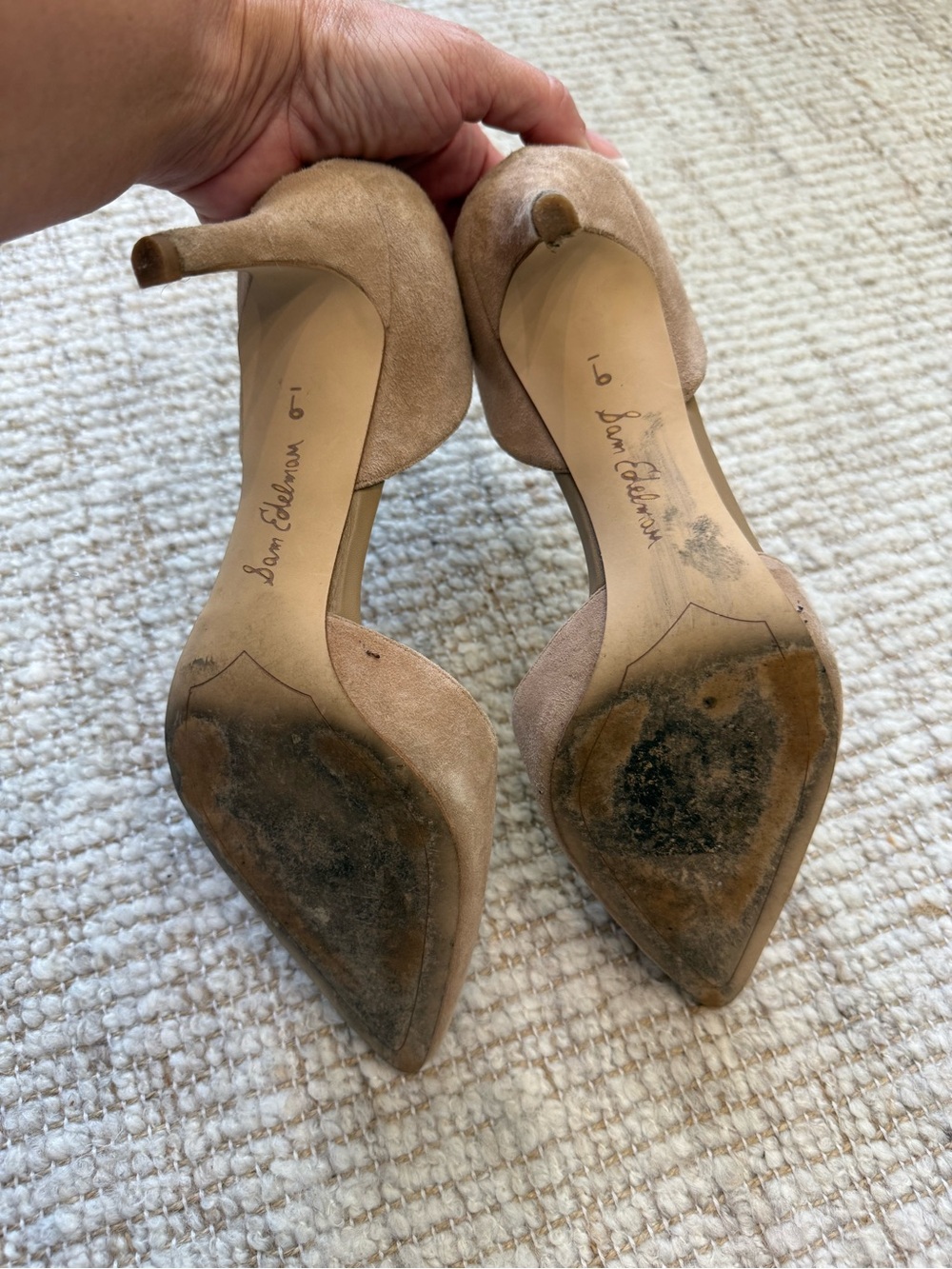 Sam Edelman Taupe Suede D'Orsay Pointed-Toe Heels - Picture 5 of 5